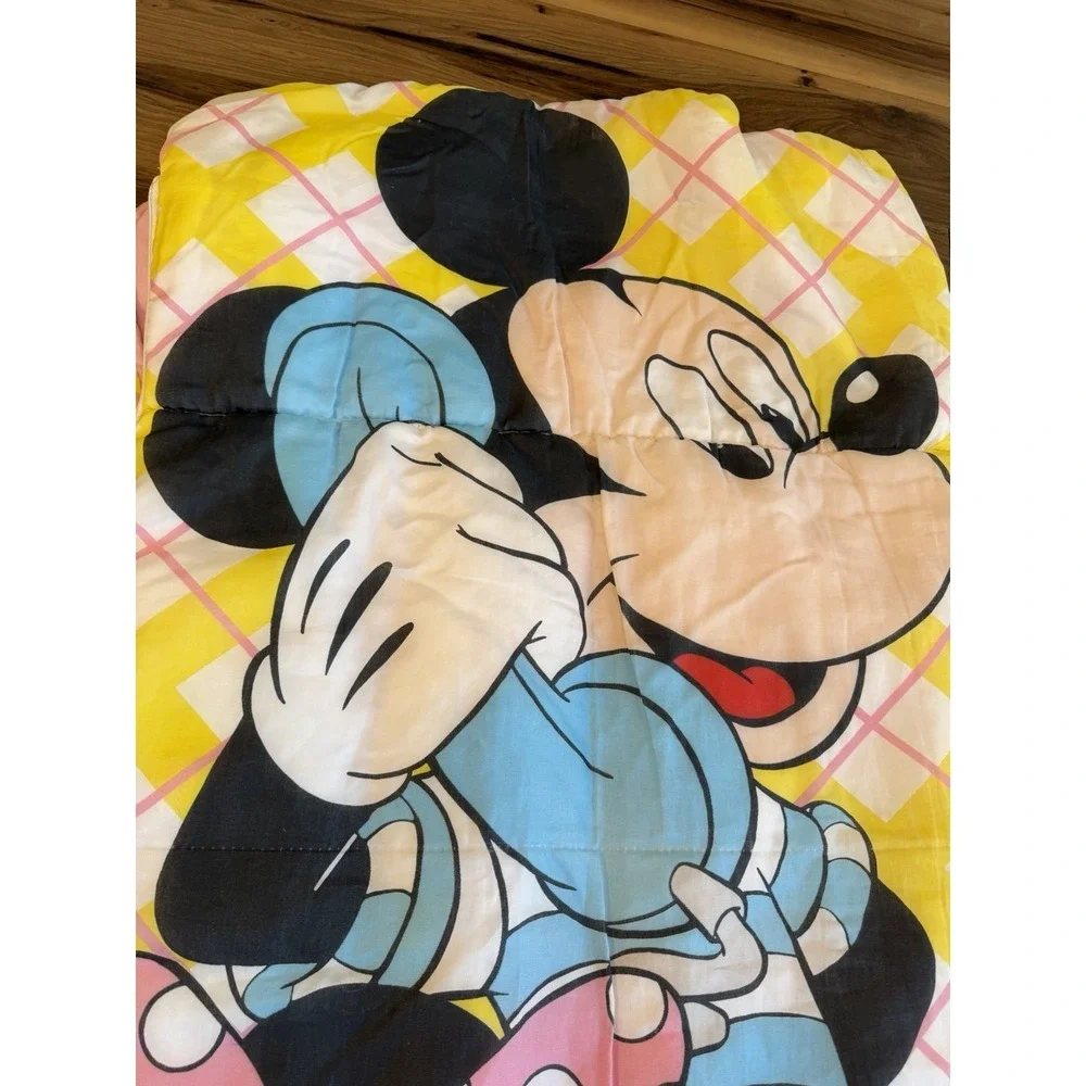 Vintage Mickey Minnie Sleeping Bag Kids Disney Rainbow 30x57 Camping Nap Mat